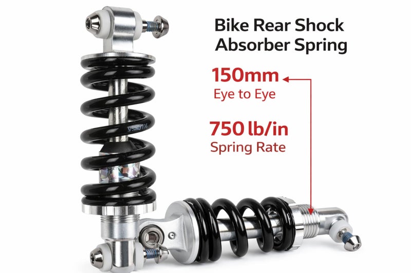 Glamorway Bike Rear Shock Absorber Spring 150mm (6 Inch) Eye to Eye, 750 lb/in Rear Suspension Shock for Mountain & Folding Bikes, Steel Replacement - Image 2